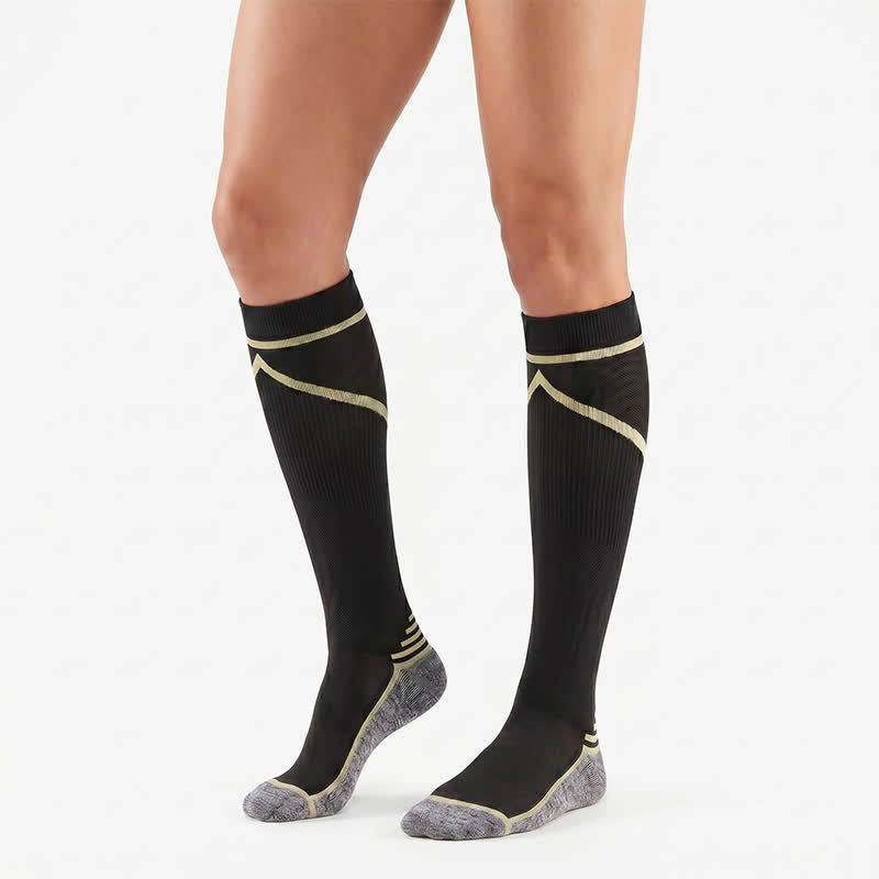 Chaussettes de compression à rayures contrastées (4 paires) - Jaune - S/M - image 4