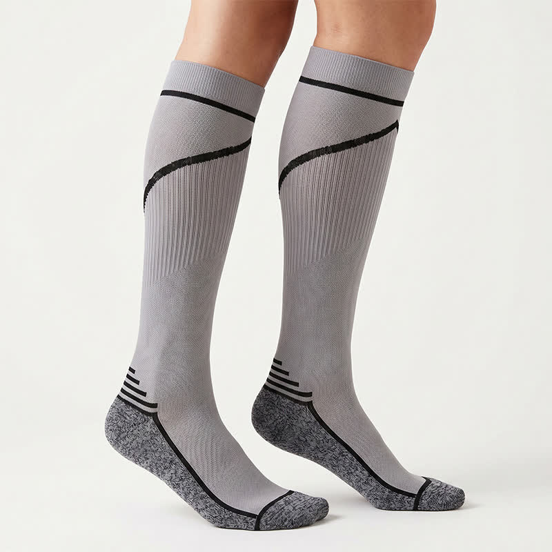 Chaussettes de compression à rayures contrastées (4 paires) - Gris - S/M - image 3
