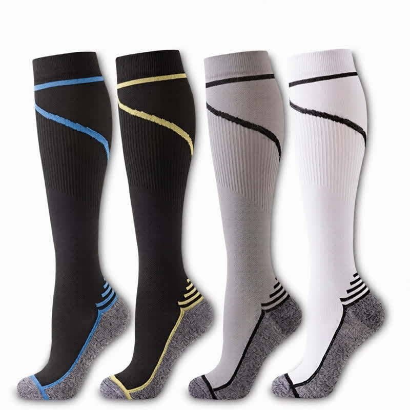 Chaussettes de compression à rayures contrastées (4 paires) - Multicolore - S/M - image 6