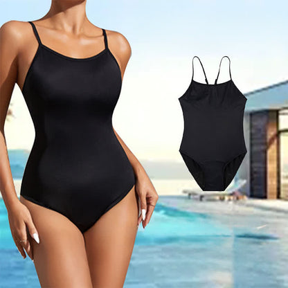 Maillot de bain une pièce noir minimaliste - Noir - 2XL - image 2