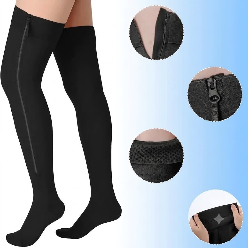 Chaussettes de compression à fermeture éclair latérale - image 3