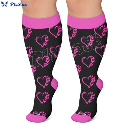 Chaussettes de compression grandes tailles à blocs de couleur et cœur - image 5