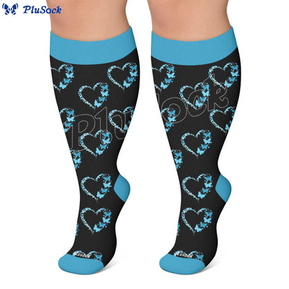 Chaussettes de compression grandes tailles à blocs de couleur et cœur - image 6