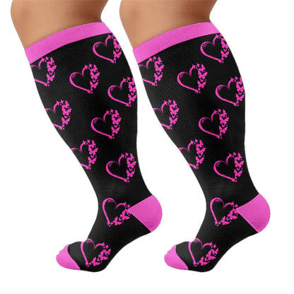 Chaussettes de compression grandes tailles à blocs de couleur et cœur - image 9