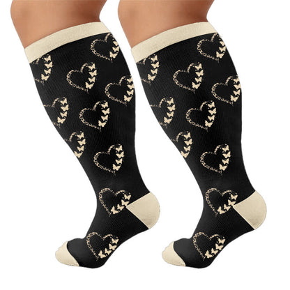 Chaussettes de compression grandes tailles à blocs de couleur et cœur - image 10