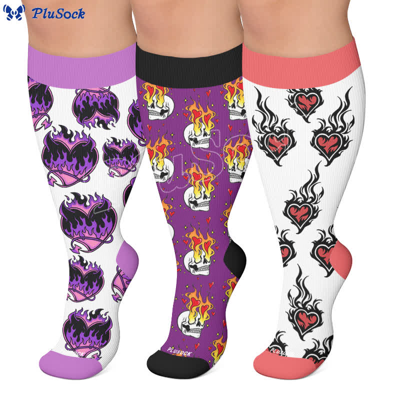 Chaussettes de compression grande taille Devil Skull Heart - image 0