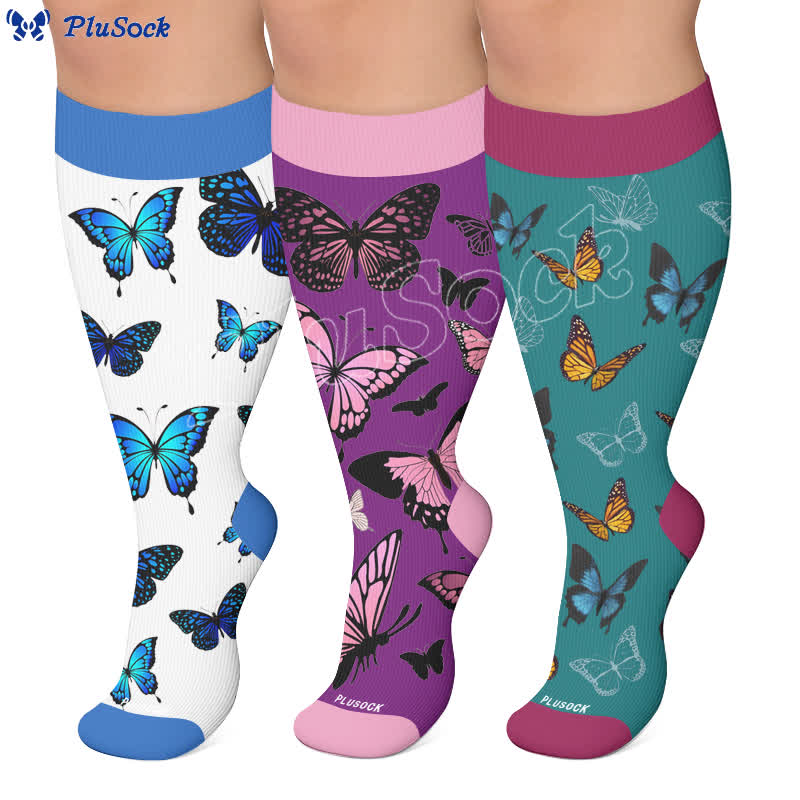 Chaussettes de compression papillon intégrales grandes tailles - image 0