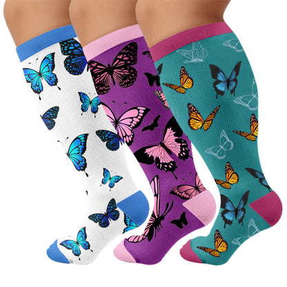 Chaussettes de compression papillon intégrales grandes tailles - Multicolore (3 paires) - 4XL - image 4