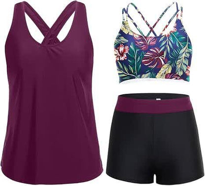 Maillots de bain trois pièces tankini sport - Violet - XXL - image 9