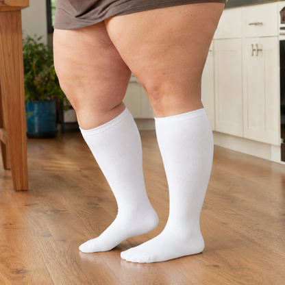 Chaussettes de compression blanches en bambou grande taille - image 3