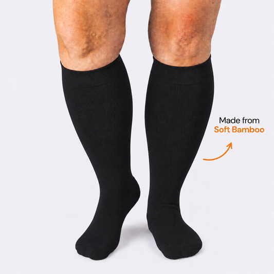 Chaussettes de compression noires en bambou grande taille - image 0