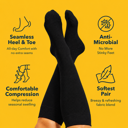 Chaussettes de compression noires en bambou grande taille - image 1
