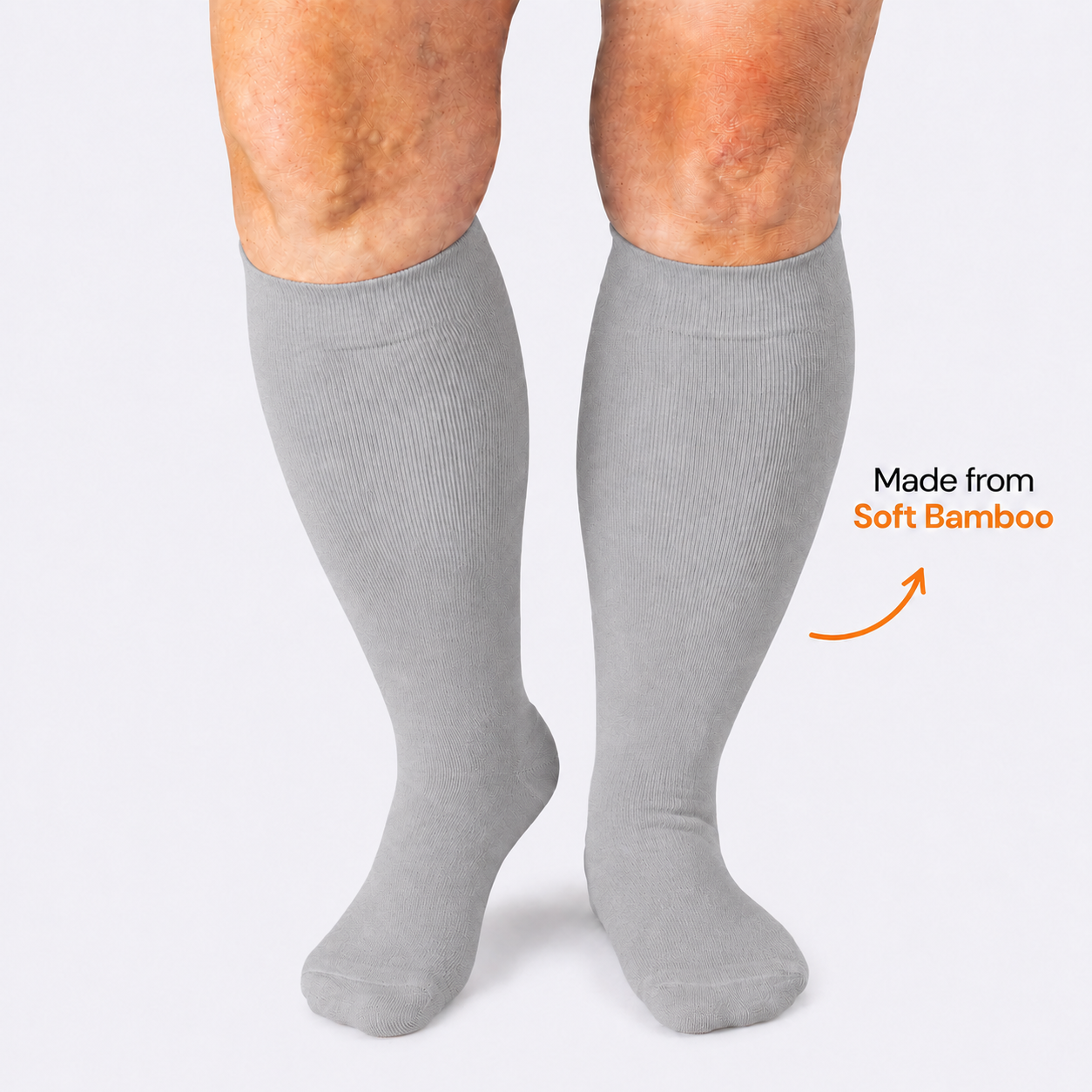 Chaussettes de compression grises en bambou grande taille - image 0