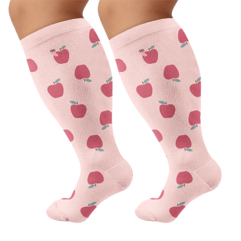 Chaussettes de compression imprimées grandes tailles - Rose (1 paire) - 4XL - image 9