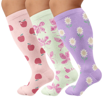 Chaussettes de compression imprimées grandes tailles - Multicolore (3 paires) - 4XL - image 4