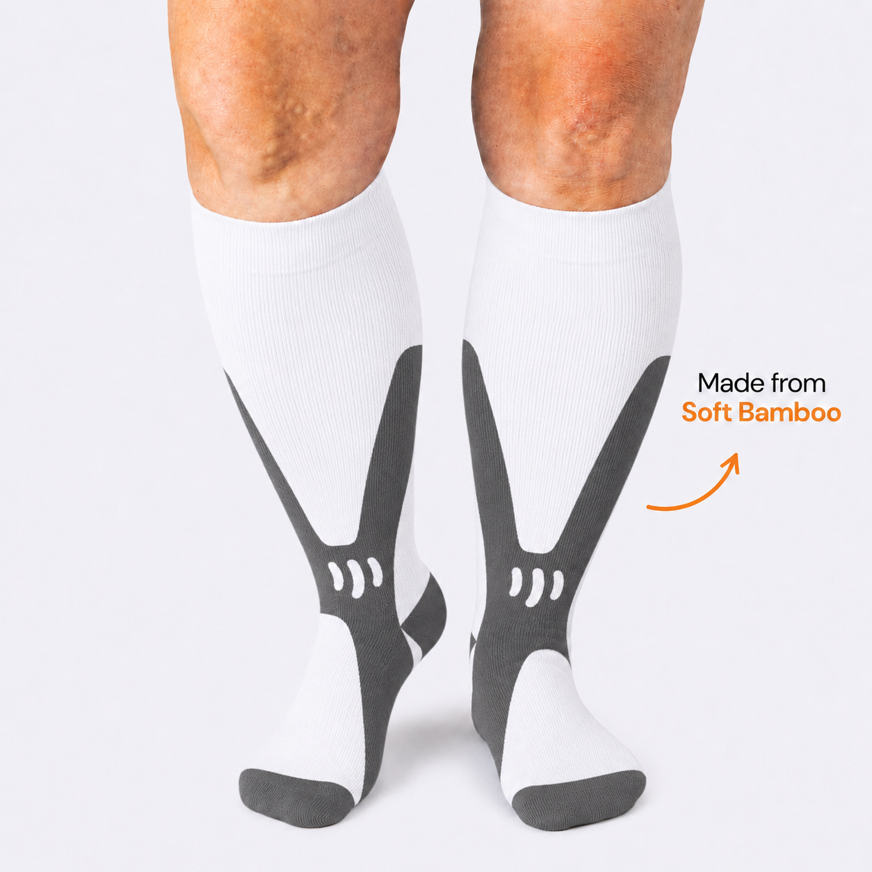 Chaussettes de compression blanches en bambou pour le sport, grandes tailles - image 0