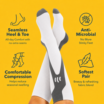 Chaussettes de compression blanches en bambou pour le sport, grandes tailles - image 1