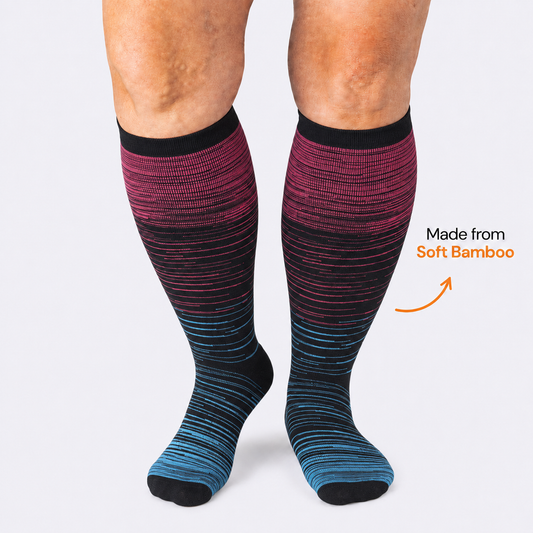 Chaussettes de compression en bambou à rayures Fuchsia grandes tailles - image 0