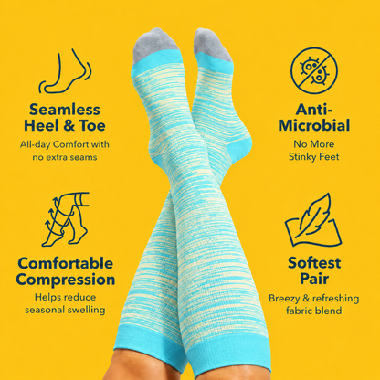 Chaussettes de compression en bambou à rayures grises grandes tailles - image 1