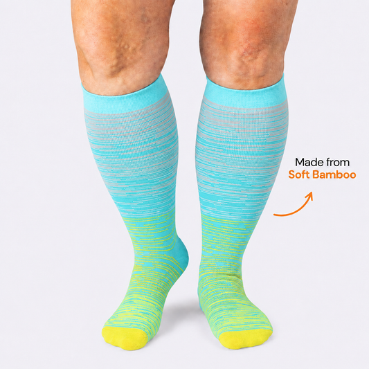 Chaussettes de compression en bambou à rayures jaunes grandes tailles - image 0