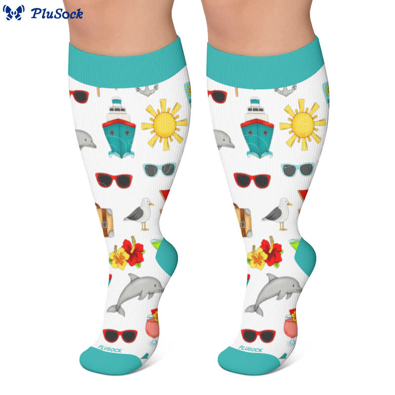 Chaussettes de compression grandes tailles à motifs amusants - image 6