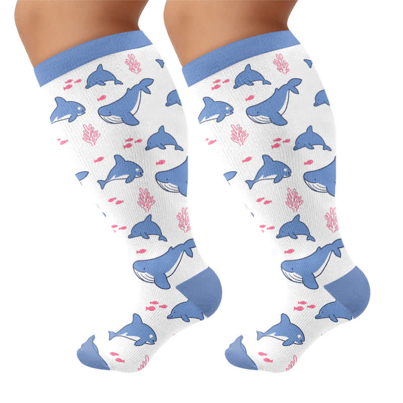 Chaussettes de compression grandes tailles à motifs amusants - Bleu (1 paire) - 4XL - image 8