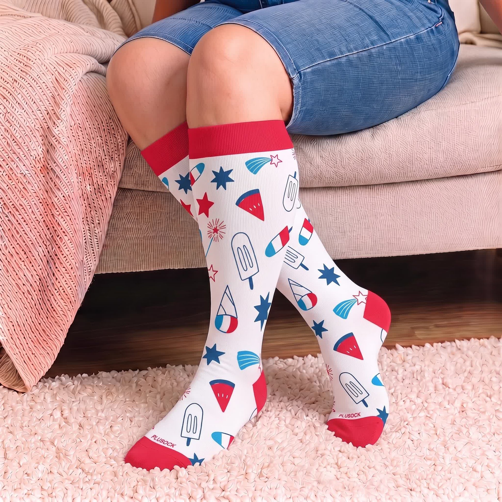 Chaussettes de compression grandes tailles à motifs amusants - image 3