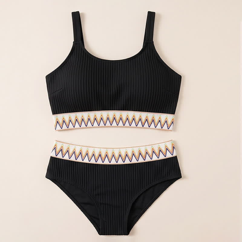 Maillots de bain à bordure géométrique côtelée - Noir - 4XL - image 6