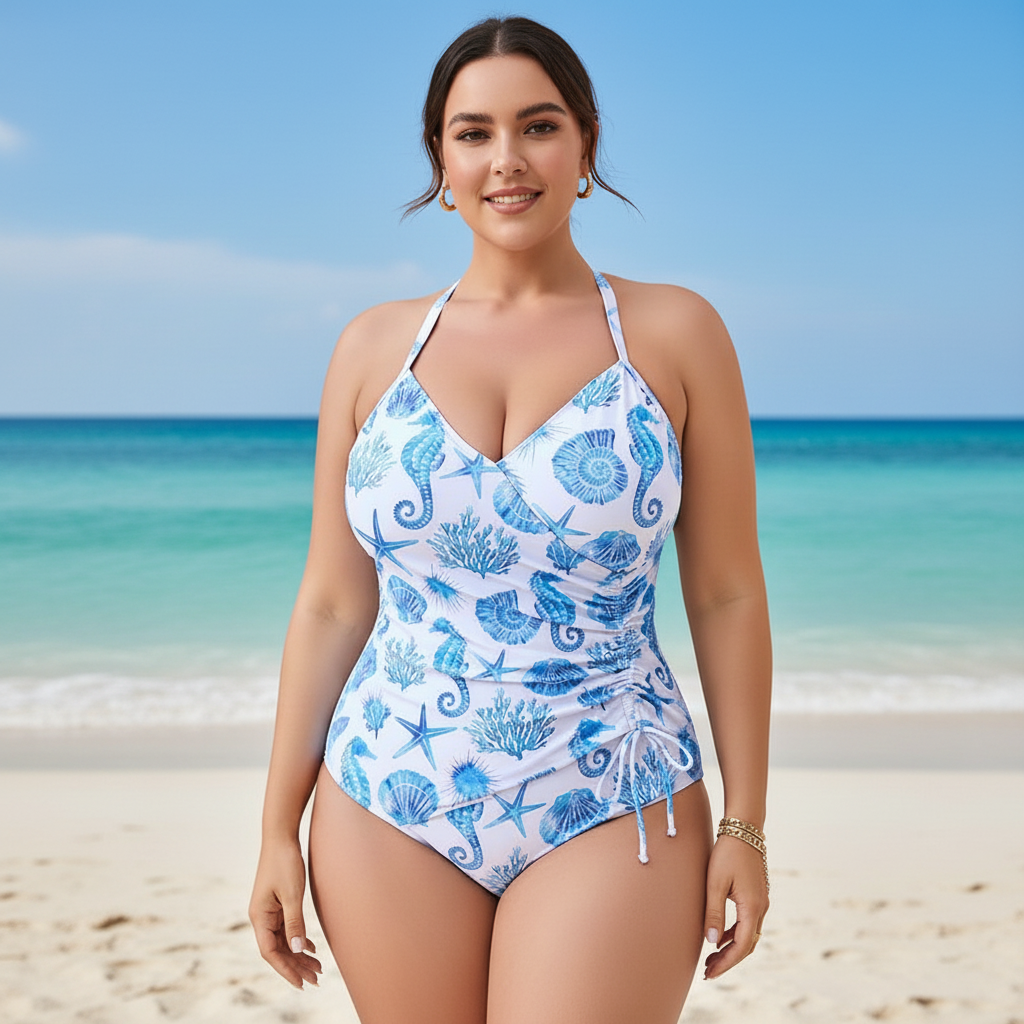 Maillot de bain une pièce à jupe froncée - image 3