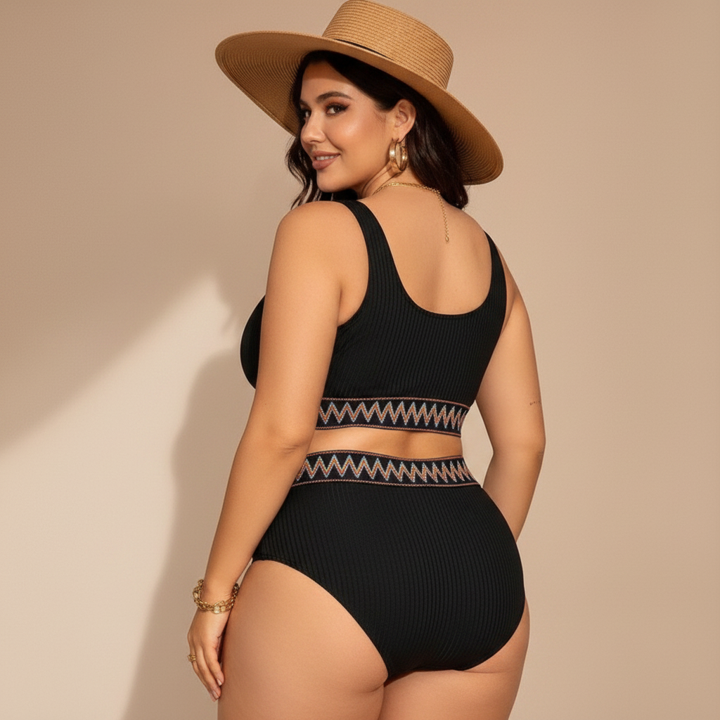 Maillots de bain à bordure géométrique côtelée - image 4