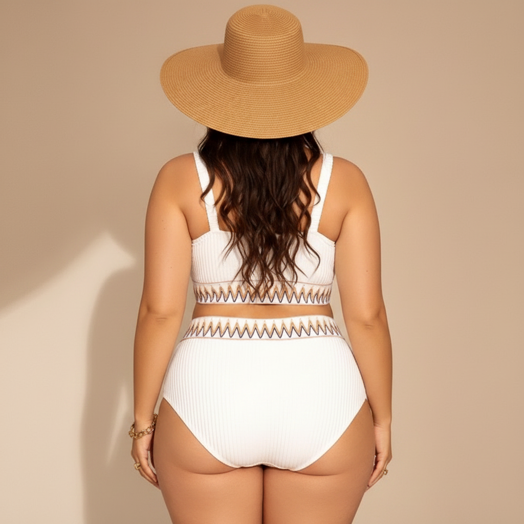 Maillots de bain à bordure géométrique côtelée - image 2