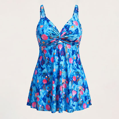 Maillot de bain deux pièces imprimé fleurs et coquillages, à devant torsadé - image 17