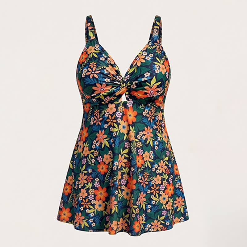 Maillot de bain deux pièces imprimé fleurs et coquillages, à devant torsadé - image 18