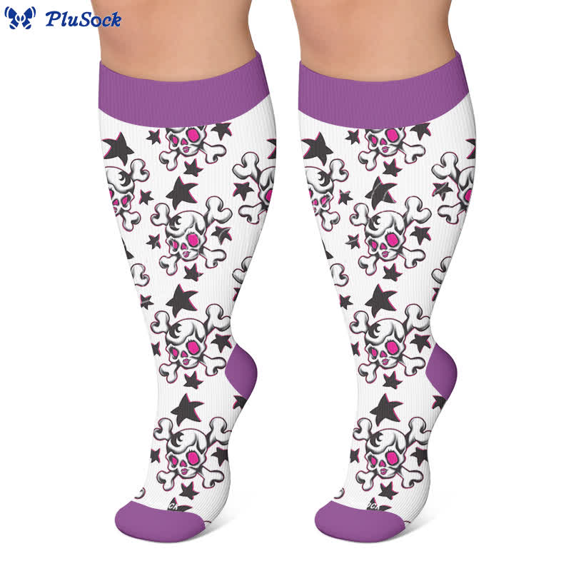 Chaussettes de compression grande taille à tête de mort - image 5