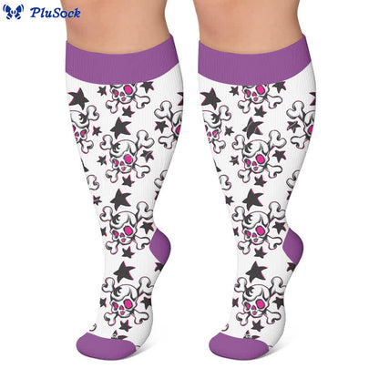 Chaussettes de compression grande taille à tête de mort - image 5