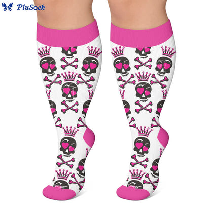 Chaussettes de compression grande taille à tête de mort - image 7