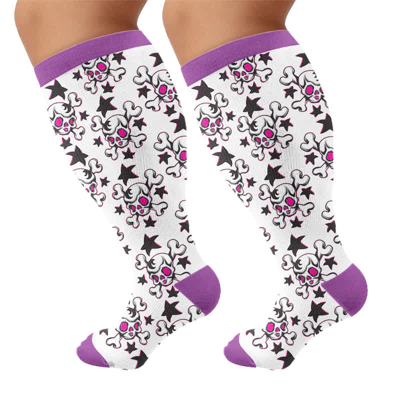 Chaussettes de compression grande taille à tête de mort - image 8