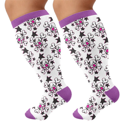 Chaussettes de compression grande taille à tête de mort - image 8