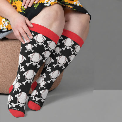 Chaussettes de compression à tête de mort 8-Ball grandes tailles - Rouge (1 paire) - 4XL - image 3