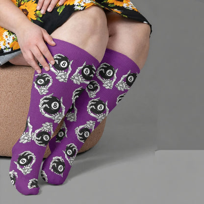 Chaussettes de compression à tête de mort 8-Ball grandes tailles - Violet (1 paire) - 4XL - image 1