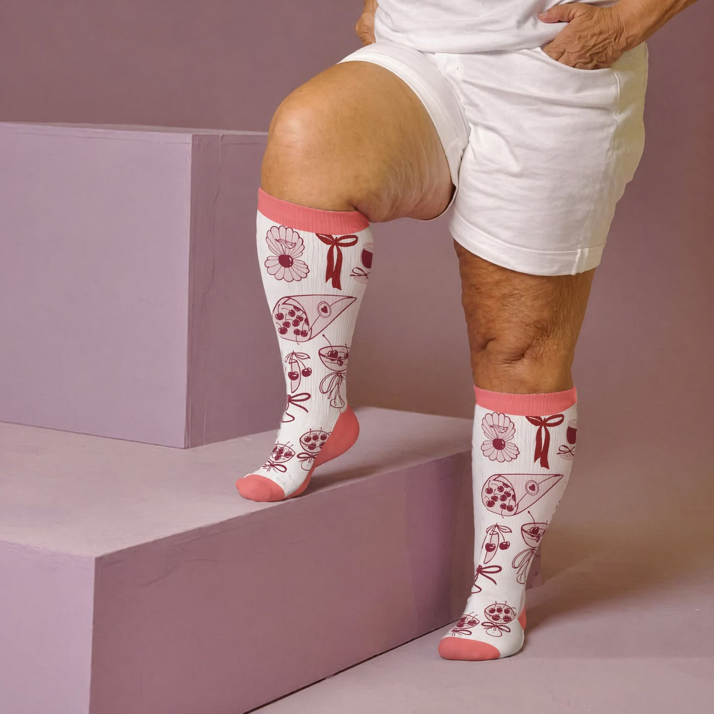 Chaussettes de compression Lemon Cocktail grande taille - Rose (1 paire) - 4XL - image 2