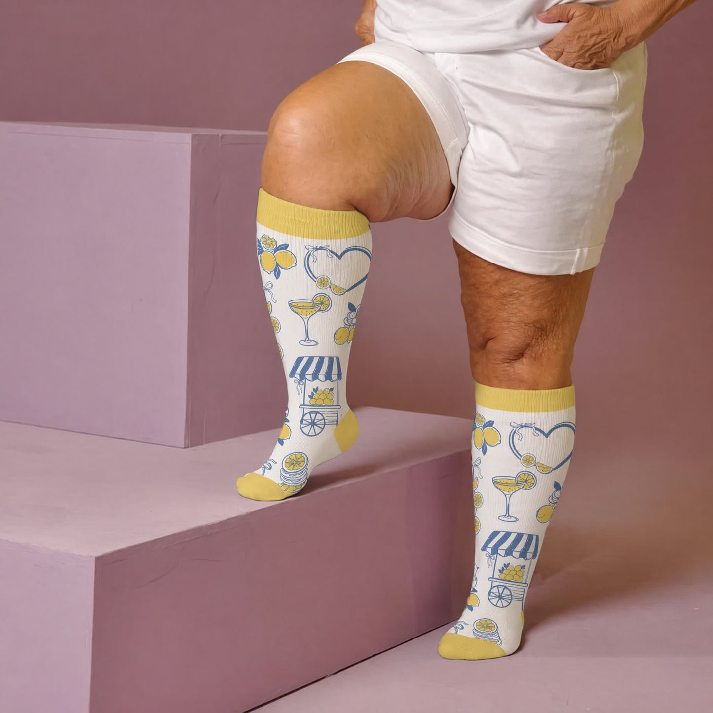 Chaussettes de compression Lemon Cocktail grande taille - Jaune (1 paire) - 4XL - image 1