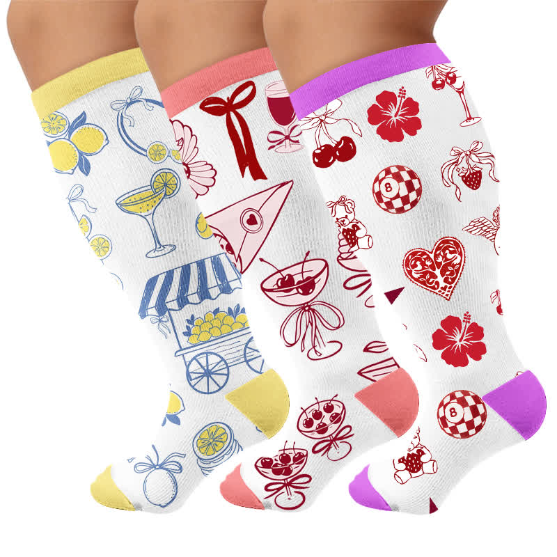 Chaussettes de compression Lemon Cocktail grande taille - Multicolore (3 paires) - 4XL - image 4