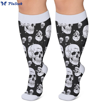 Chaussettes de compression gothiques grande taille tête de mort et Fuchsia - image 5