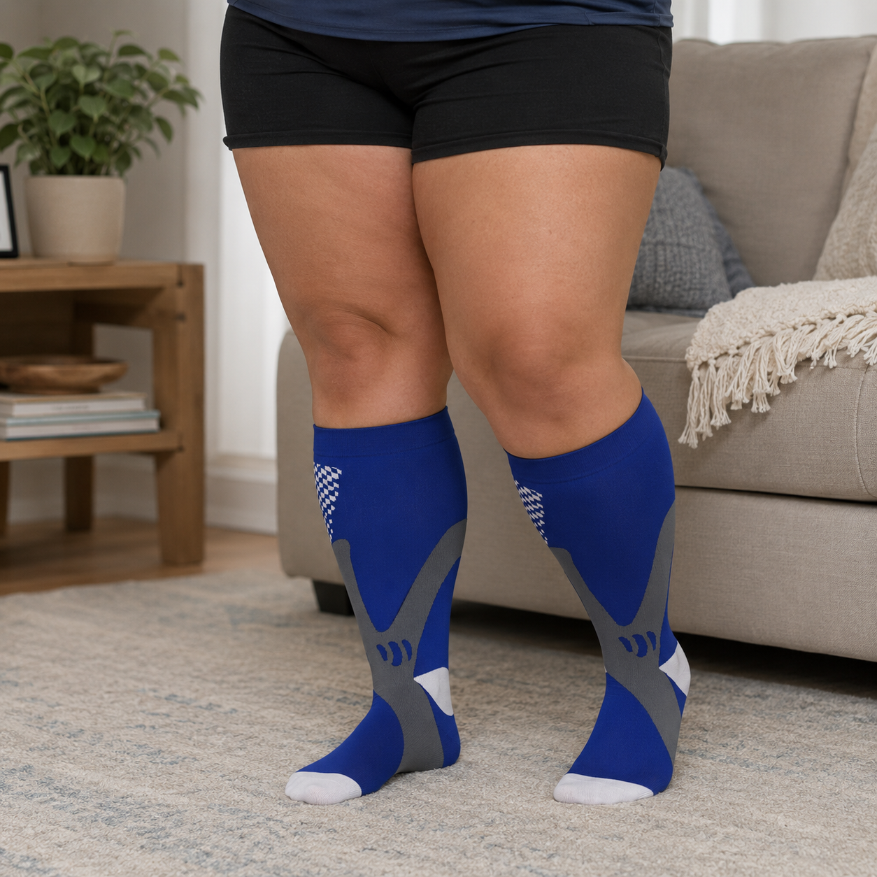 Chaussettes de compression blanches en bambou grande taille - Bleu - 4XL - image 5