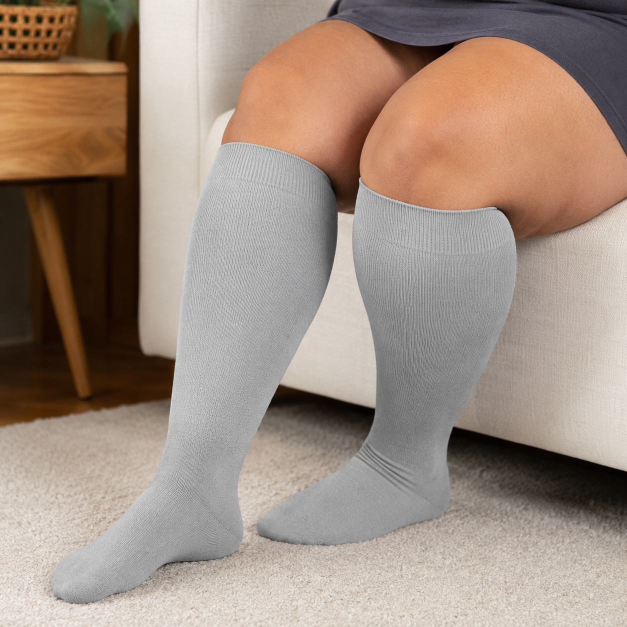 Chaussettes de compression blanches en bambou grande taille - Gris - 4XL - image 11