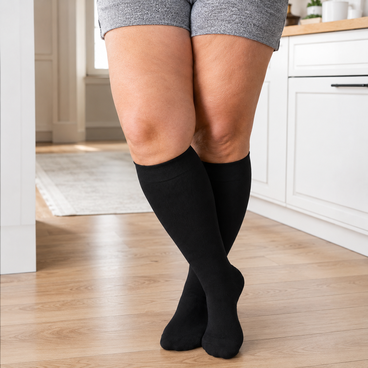 Chaussettes de compression grises en bambou grande taille - Noir - 4XL - image 6