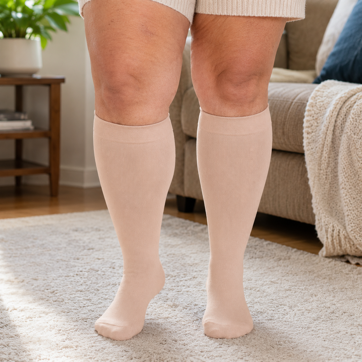 Chaussettes de compression en bambou à rayures bleues grandes tailles - Nu - 4XL - image 8