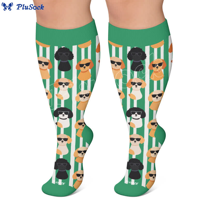 Chaussettes de compression grandes tailles à motifs amusants de chats et de chiens. - image 7