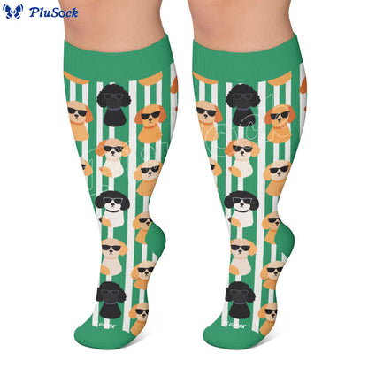Chaussettes de compression grandes tailles à motifs amusants de chats et de chiens. - image 7